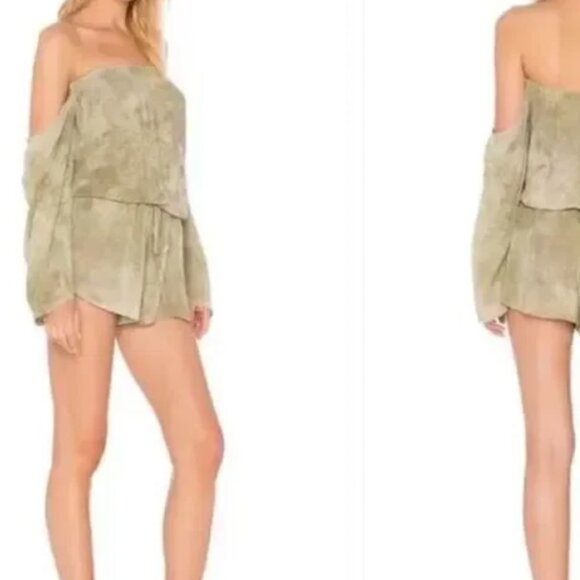 Blue Life - Olive green dye off the Shoulder Romper - Picture 1 of 6